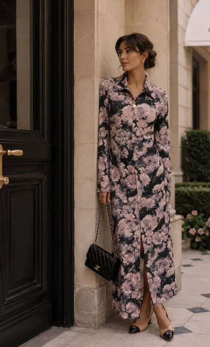 Tory Burch Printed Viscose Polo Dress Pale Pink Pixel Floral